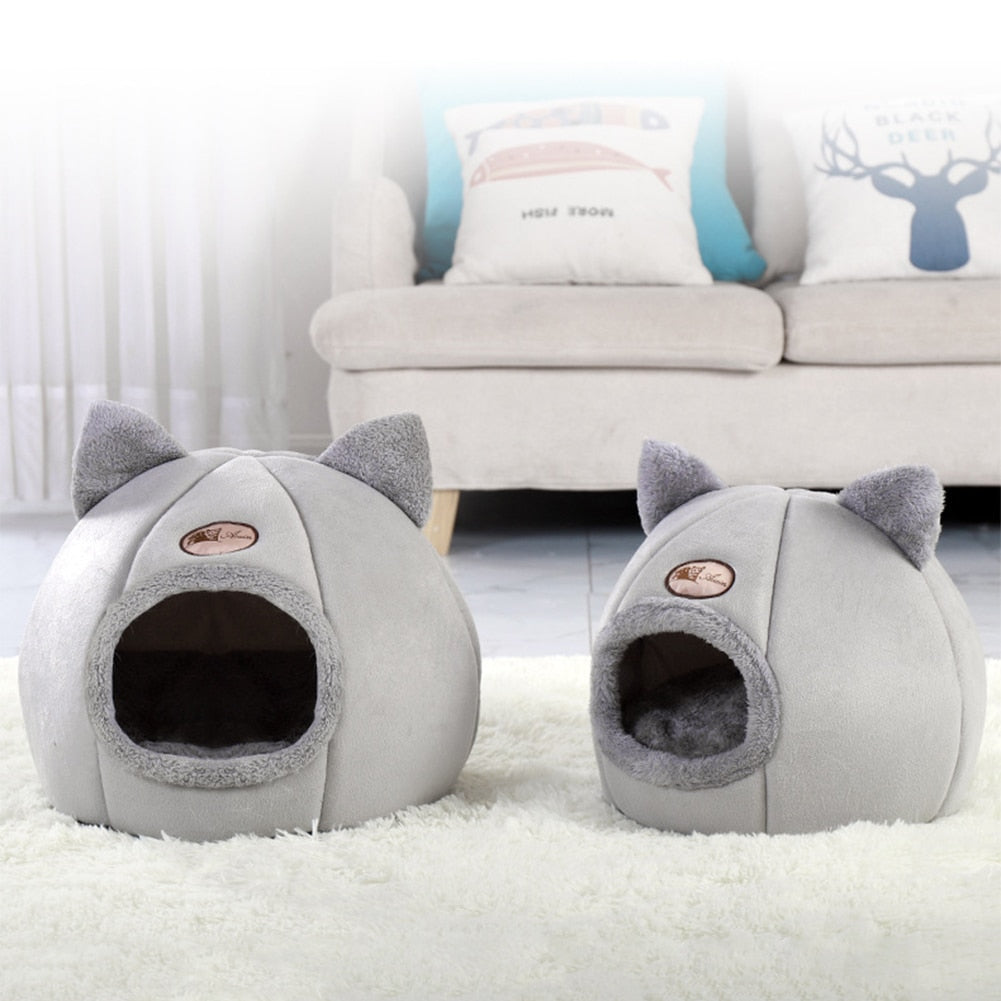 Cat Bed House Warm Deep Sleep Comfort In Winter Little Mat Basket For Cat's House Products Pets Tent Cozy Cave Cat Beds Indoor