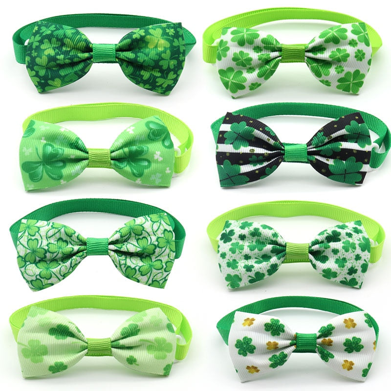 30/50 Pcs St. Patrick's Day Pets Accessories Dogs Pets Bow Tie Necktie Green Puppy Dog Cat Bow Ties Adjustable Pet Dog Grooming