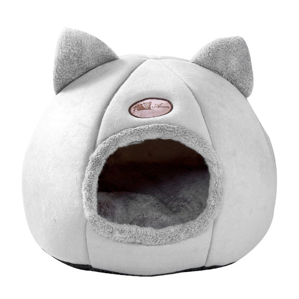 Cat Bed House Warm Deep Sleep Comfort In Winter Little Mat Basket For Cat's House Products Pets Tent Cozy Cave Cat Beds Indoor