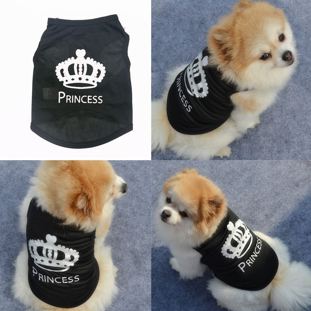 Fashion Pet Dog Cat Cute Princess Polyester T-shirt Clothes Vest Summer Coat Puppy Costumes Pet Dogs T-shirt