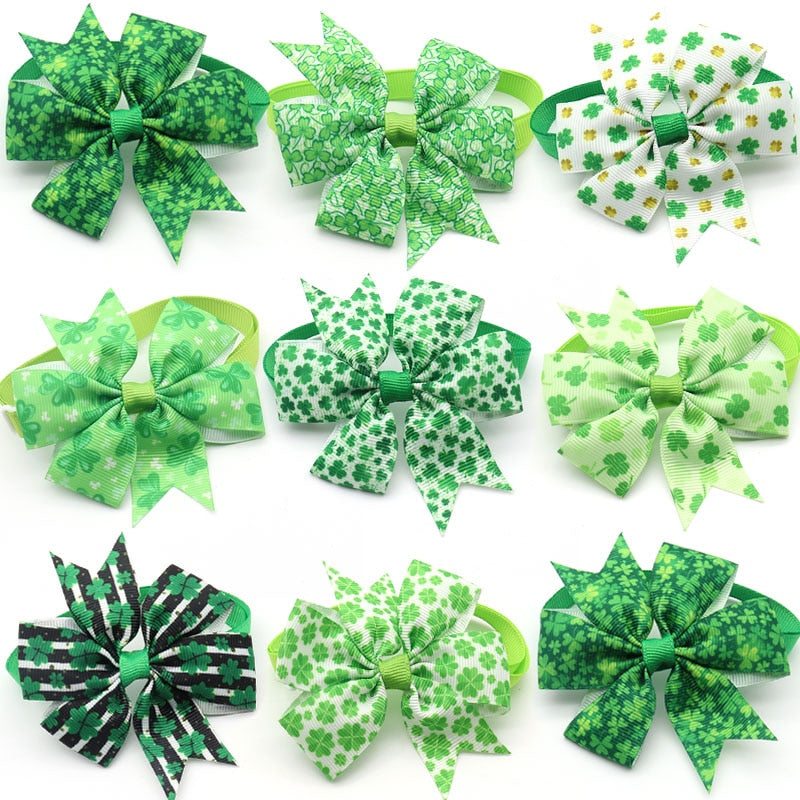 30/50 Pcs St. Patrick's Day Pets Accessories Dogs Pets Bow Tie Necktie Green Puppy Dog Cat Bow Ties Adjustable Pet Dog Grooming