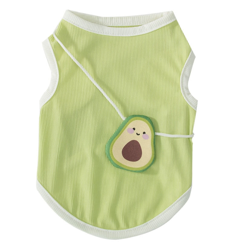Pet clothes Thin and breathable green avocado satchel vest in Spring and Summer Teddy Chihuahua Cat two legged clothing
