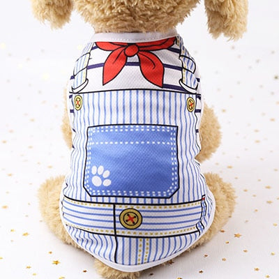 Cotton Pet Clothing Spring and Summer Breathable Dog Clothes Cute Printed Puppy Dog Vest T-shirt for Small & Medium Dogs XS-XL