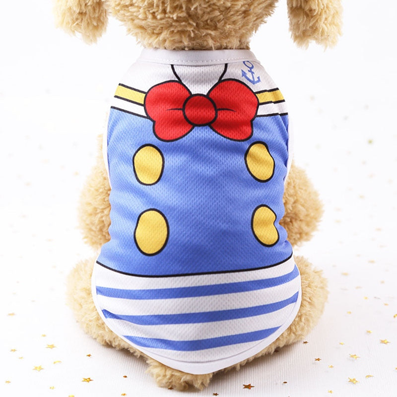 Cotton Pet Clothing Spring and Summer Breathable Dog Clothes Cute Printed Puppy Dog Vest T-shirt for Small & Medium Dogs XS-XL