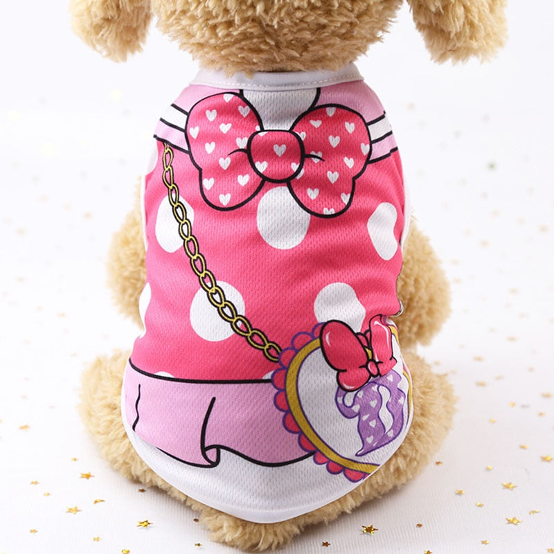 Cotton Pet Clothing Spring and Summer Breathable Dog Clothes Cute Printed Puppy Dog Vest T-shirt for Small & Medium Dogs XS-XL