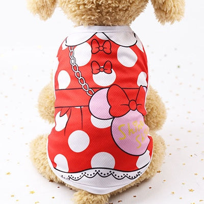 Cotton Pet Clothing Spring and Summer Breathable Dog Clothes Cute Printed Puppy Dog Vest T-shirt for Small & Medium Dogs XS-XL