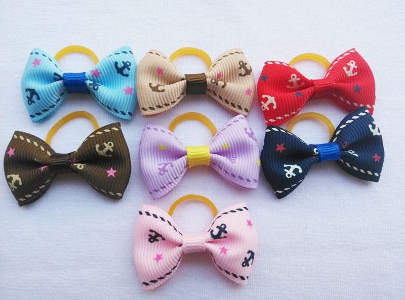 100 pieces Pet Ribbon Hair Accessories 121 Colors Cute Dog Hair Bows Elastic Rubber Band For Dogs Pet Hair Clips Yorkshire Gift