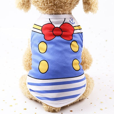 Cotton Pet Clothing Spring and Summer Breathable Dog Clothes Cute Printed Puppy Dog Vest T-shirt for Small & Medium Dogs XS-XL