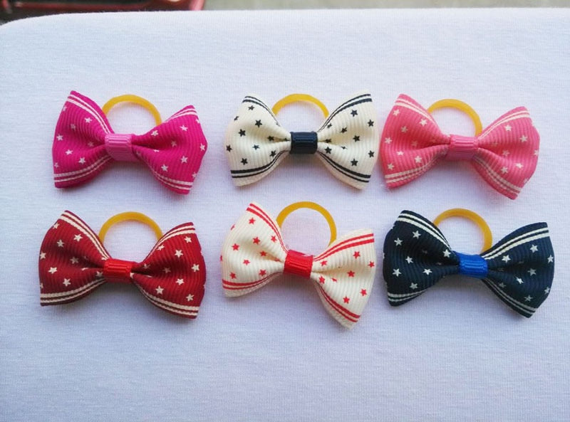 100 pieces Pet Ribbon Hair Accessories 121 Colors Cute Dog Hair Bows Elastic Rubber Band For Dogs Pet Hair Clips Yorkshire Gift