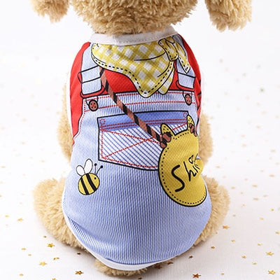 Cotton Pet Clothing Spring and Summer Breathable Dog Clothes Cute Printed Puppy Dog Vest T-shirt for Small & Medium Dogs XS-XL