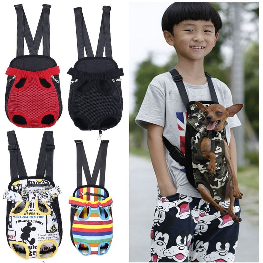Pet Carrier Dog Front Chest Backpack Five Holes Backpack Dog Outdoor Carrier Tote Bag Sling Holder Mesh Cat Puppy Dog Carrier