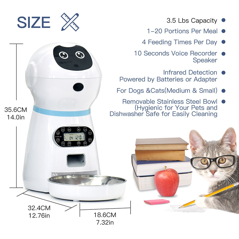 NICREW Automatic Pet Feeder Dog Bowl 3L Pet Food Dispenser Feeder Vending Machine Large Cat Dog 4 Meal Voice Recorder &Timer