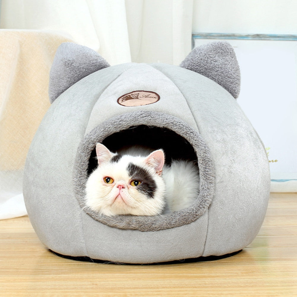 Cat Bed House Warm Deep Sleep Comfort In Winter Little Mat Basket For Cat's House Products Pets Tent Cozy Cave Cat Beds Indoor