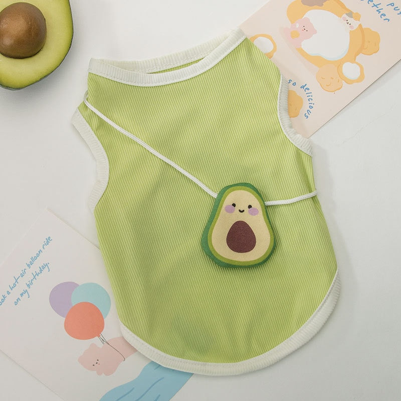 Pet clothes Thin and breathable green avocado satchel vest in Spring and Summer Teddy Chihuahua Cat two legged clothing