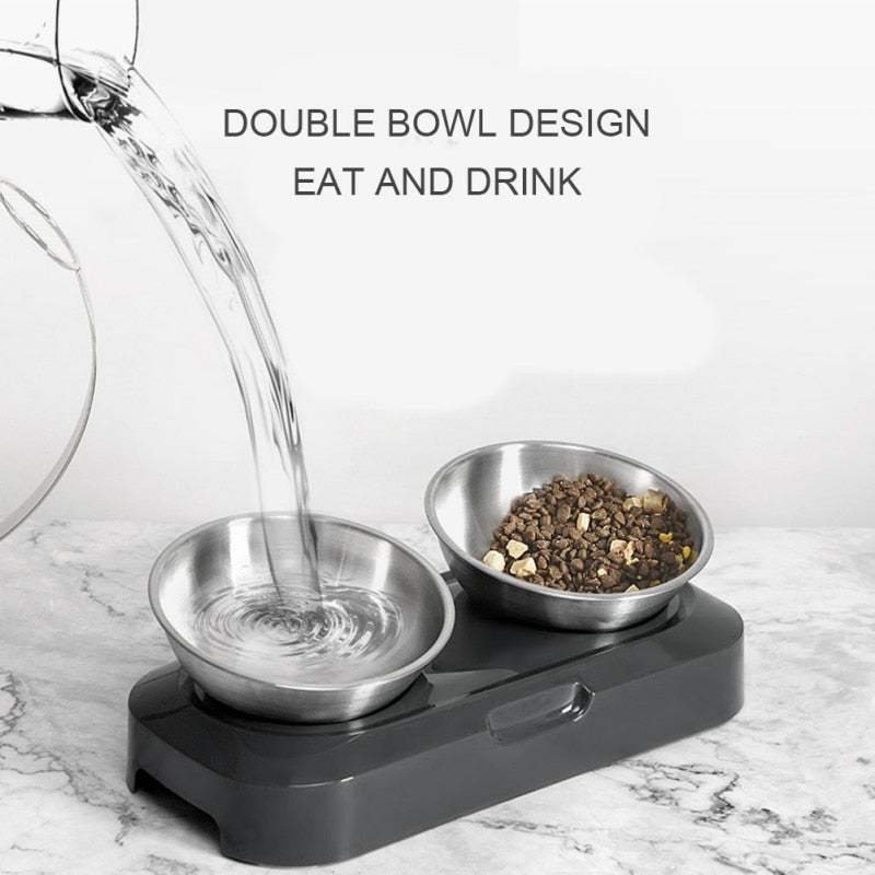 New stainless steel PETKIT Double bowls FRESH Nano 15° adjustable pet Cat Food Bowl for pets feeding