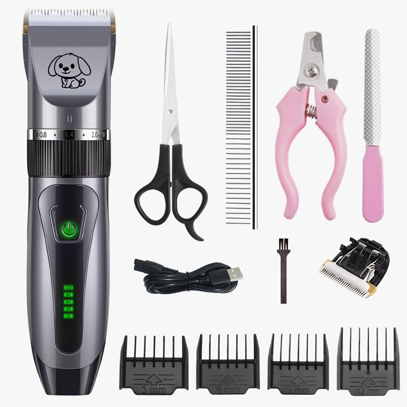Dogs Clipper Grooming Clipper Kit USB Professional Rechargeable Low-Noise Clipper For Dog Pets Hair Trimmer Display Battery
