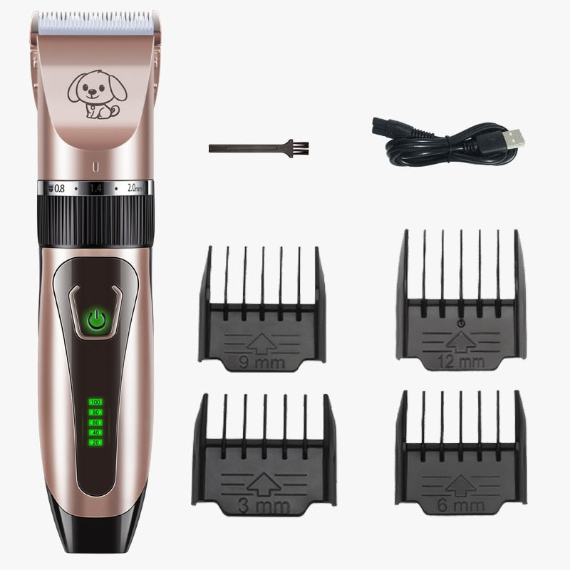 Dogs Clipper Grooming Clipper Kit USB Professional Rechargeable Low-Noise Clipper For Dog Pets Hair Trimmer Display Battery