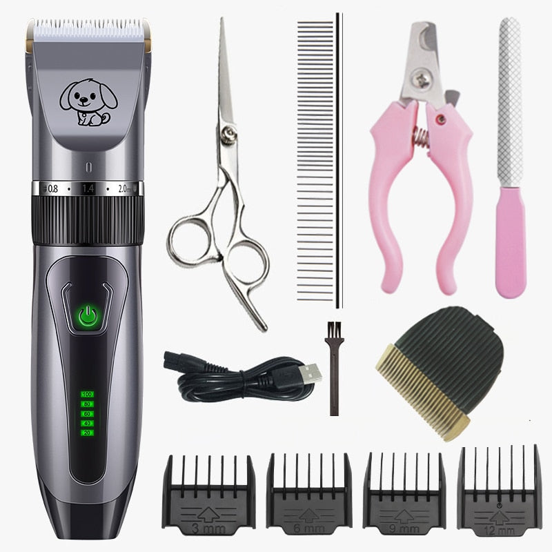 Dogs Clipper Grooming Clipper Kit USB Professional Rechargeable Low-Noise Clipper For Dog Pets Hair Trimmer Display Battery
