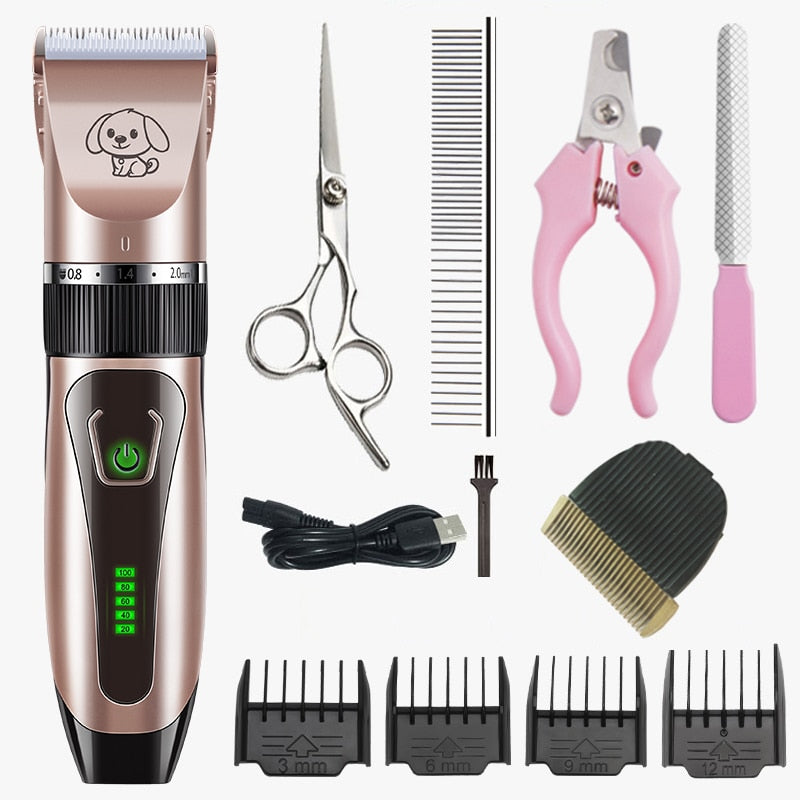 Dogs Clipper Grooming Clipper Kit USB Professional Rechargeable Low-Noise Clipper For Dog Pets Hair Trimmer Display Battery