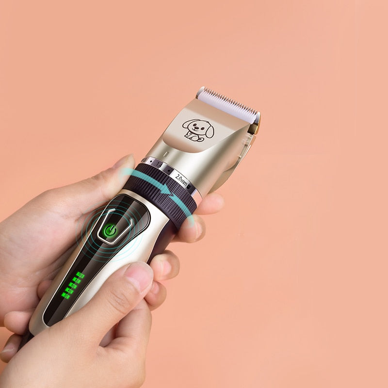Dogs Clipper Grooming Clipper Kit USB Professional Rechargeable Low-Noise Clipper For Dog Pets Hair Trimmer Display Battery
