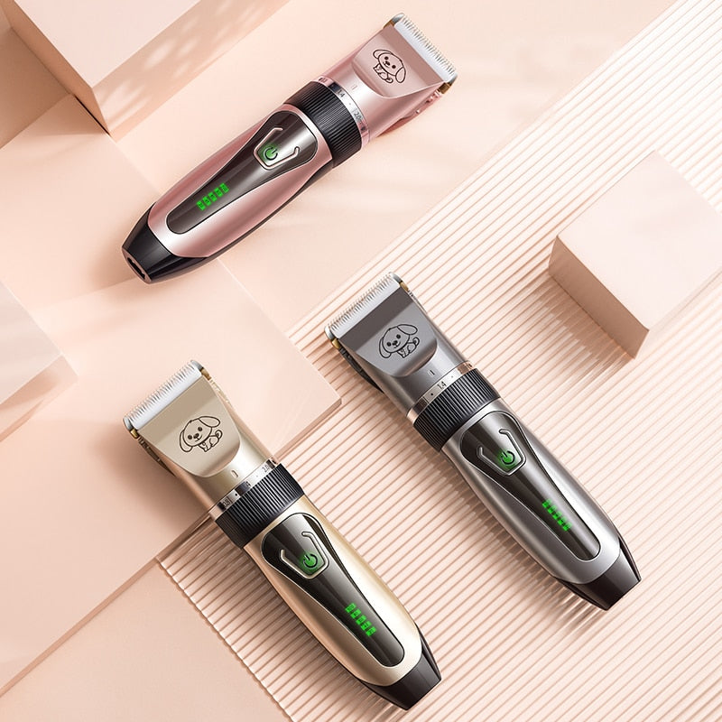 Dogs Clipper Grooming Clipper Kit USB Professional Rechargeable Low-Noise Clipper For Dog Pets Hair Trimmer Display Battery