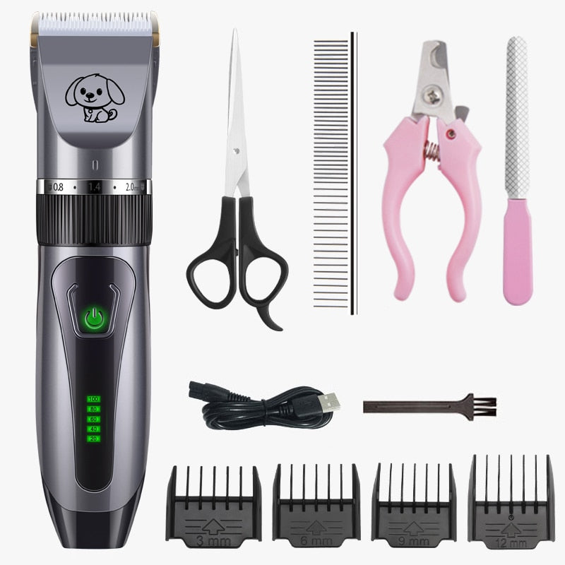 Dogs Clipper Grooming Clipper Kit USB Professional Rechargeable Low-Noise Clipper For Dog Pets Hair Trimmer Display Battery