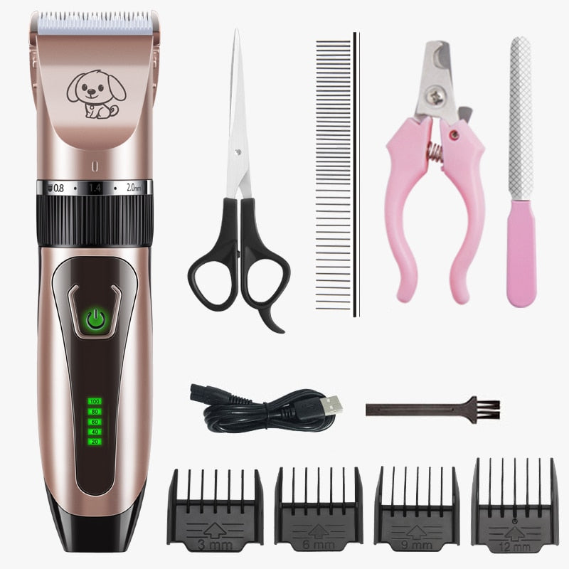 Dogs Clipper Grooming Clipper Kit USB Professional Rechargeable Low-Noise Clipper For Dog Pets Hair Trimmer Display Battery