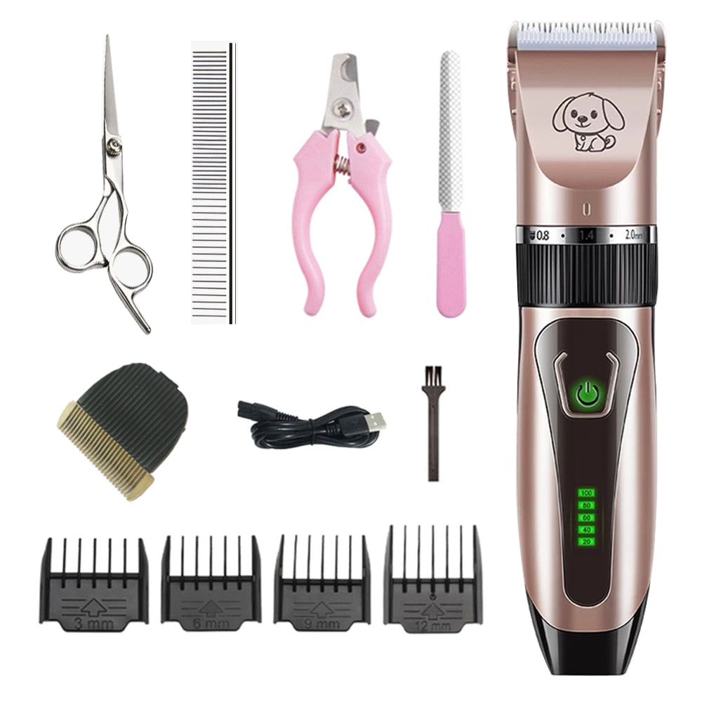 Dogs Clipper Grooming Clipper Kit USB Professional Rechargeable Low-Noise Clipper For Dog Pets Hair Trimmer Display Battery