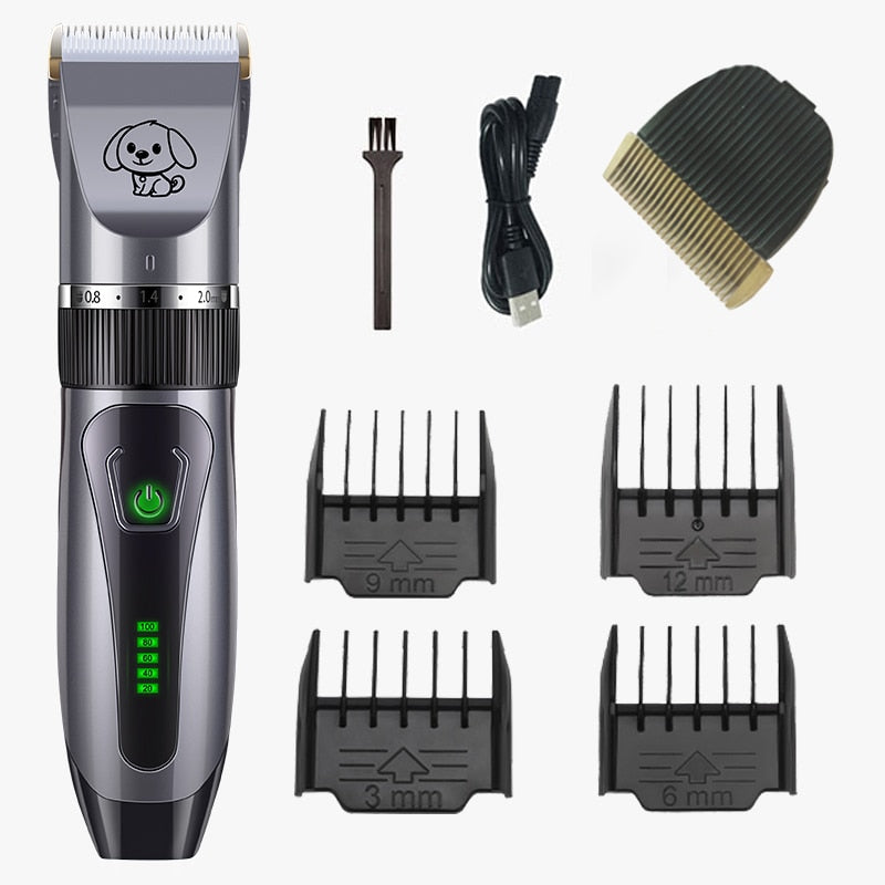 Dogs Clipper Grooming Clipper Kit USB Professional Rechargeable Low-Noise Clipper For Dog Pets Hair Trimmer Display Battery