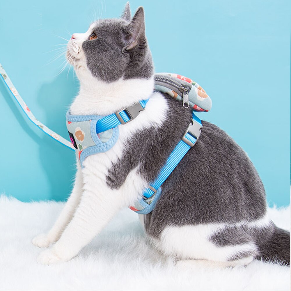 Pet Harness Leash Vest Snack Bag Adjustable Breathable Mesh Dog Harness Set For Small Medium Dogs Cat Vest Outdoor Walking