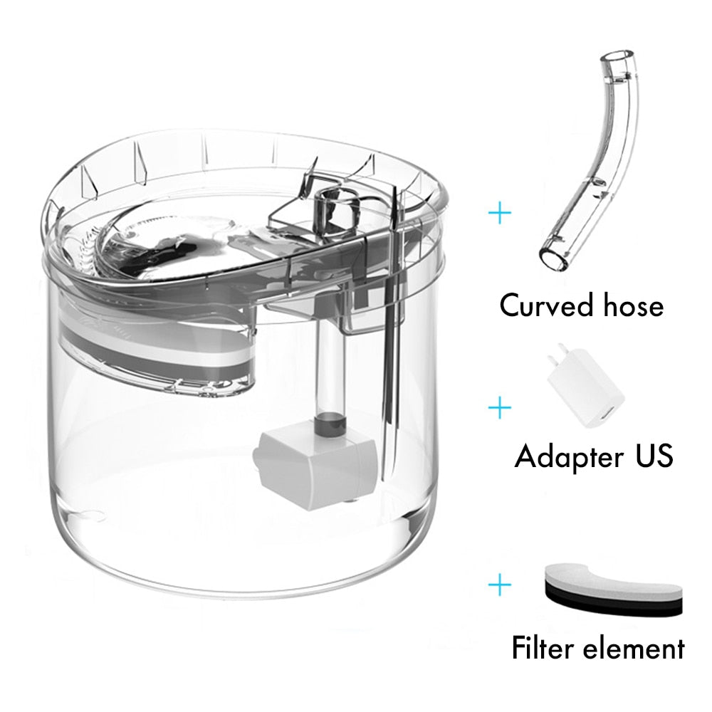 2L Intelligent Cat Water Fountain With Faucet Dog Water Dispenser Transparent Drinker Pet Drinking Filters Feeder Motion Sensor