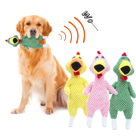 Screaming chicken Pets Dog Toys Squeaky Sound Funny Plush Chew Toy Small Medium Dogs Interactive Corduroy toys