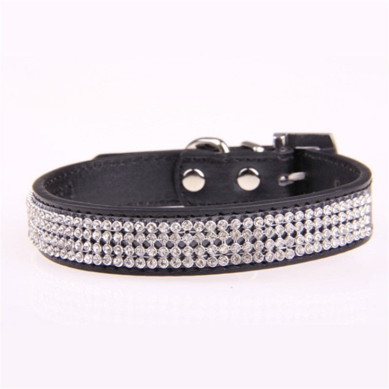 Bling Rhinestone PU Leather Crystal Diamond Puppy Collar Pet Dog Collars Pets Supplies Dog Accessories