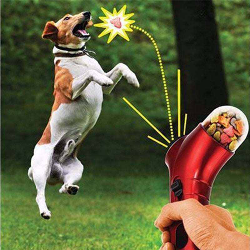 Creative Dog Food Treat Launcher Pet Snack Mini Food Feeder Catapult Pet Interactive Toys Jump Training Tools Dog Feeder