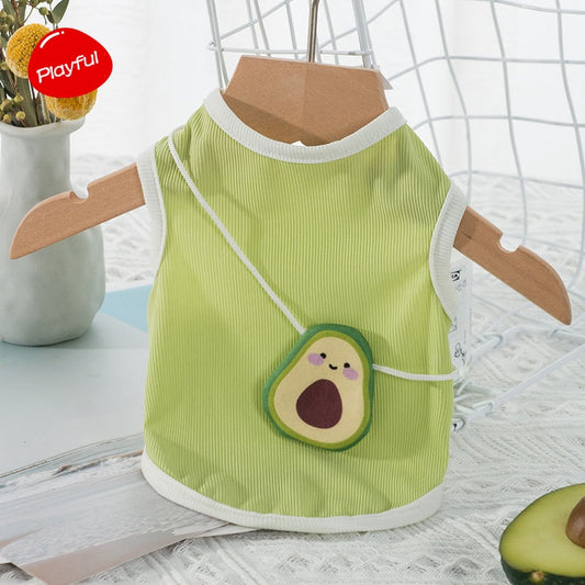 Pet clothes Thin and breathable green avocado satchel vest in Spring and Summer Teddy Chihuahua  Cat two legged clothing