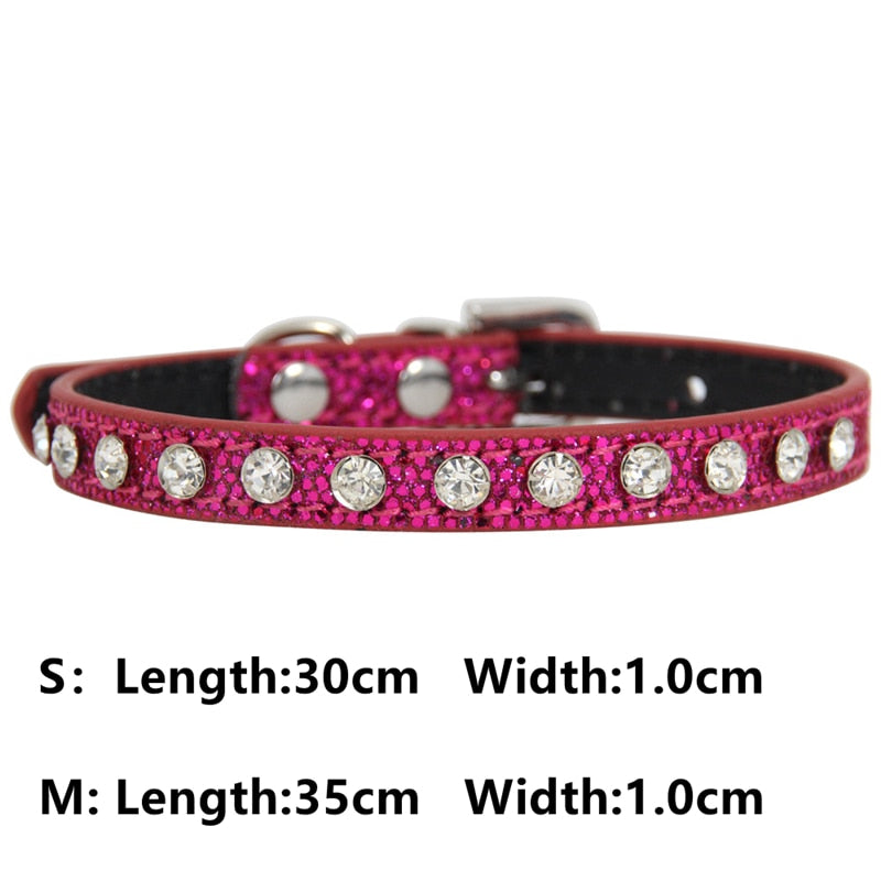 Bling Rhinestone PU Leather Crystal Diamond Puppy Collar Pet Dog Collars Pets Supplies Dog Accessories