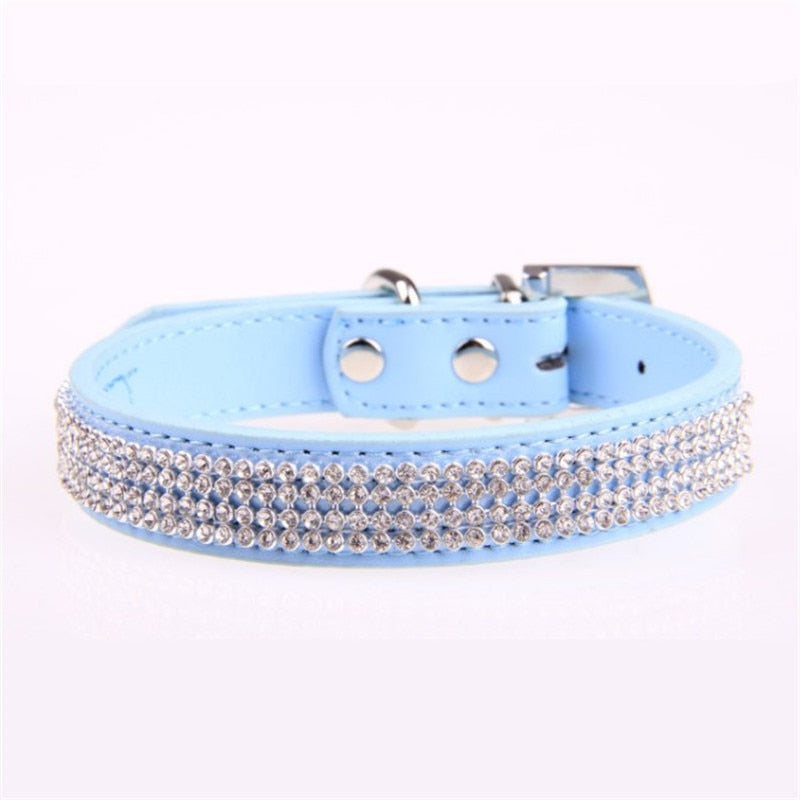 Bling Rhinestone PU Leather Crystal Diamond Puppy Collar Pet Dog Collars Pets Supplies Dog Accessories