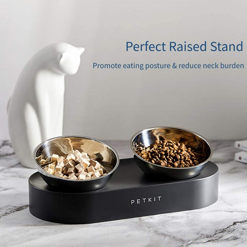 New PETKIT stainless steel Double bowls FRESH Nano 15° adjustable pet Cat Food Bowl for pets feeding