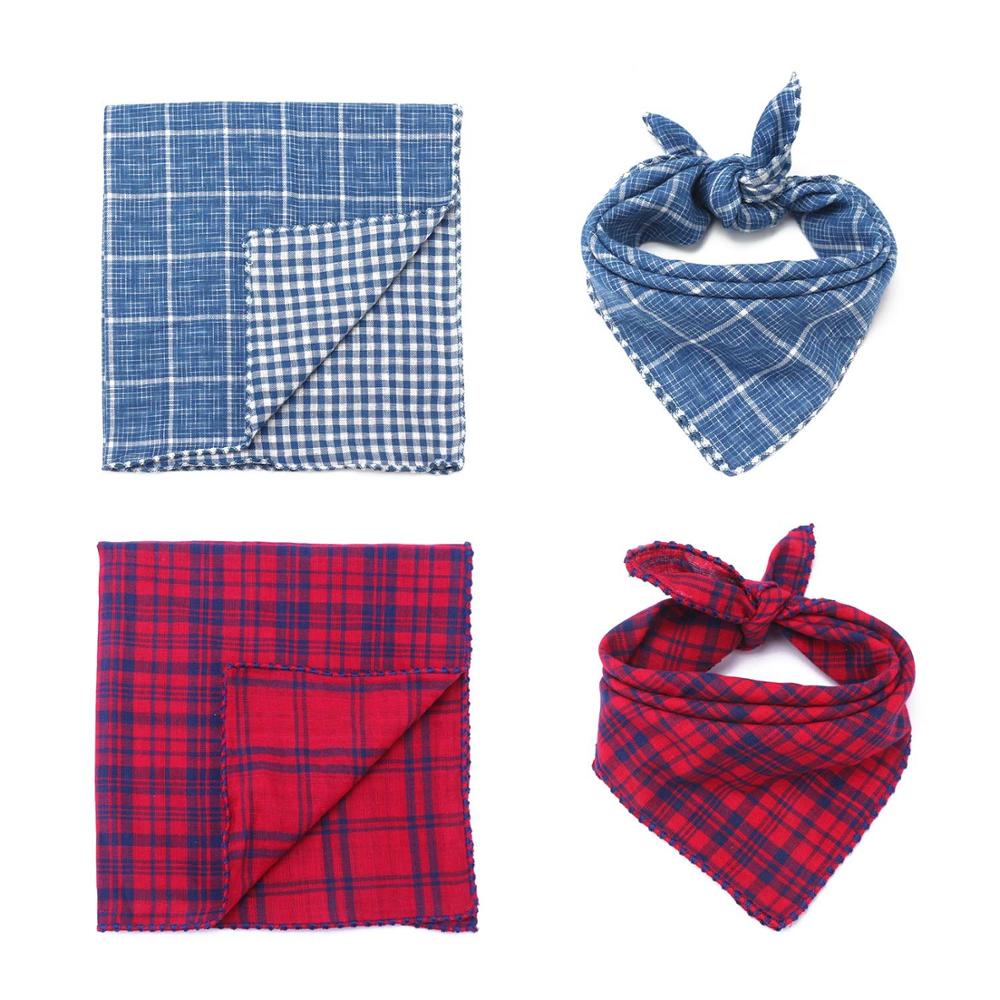 Dog Bandana Scarfs for Puppy Small Medium Large Dogs Plaid Reversible Pets Bandanas Accessories Triangular Bibs Kerchief Set