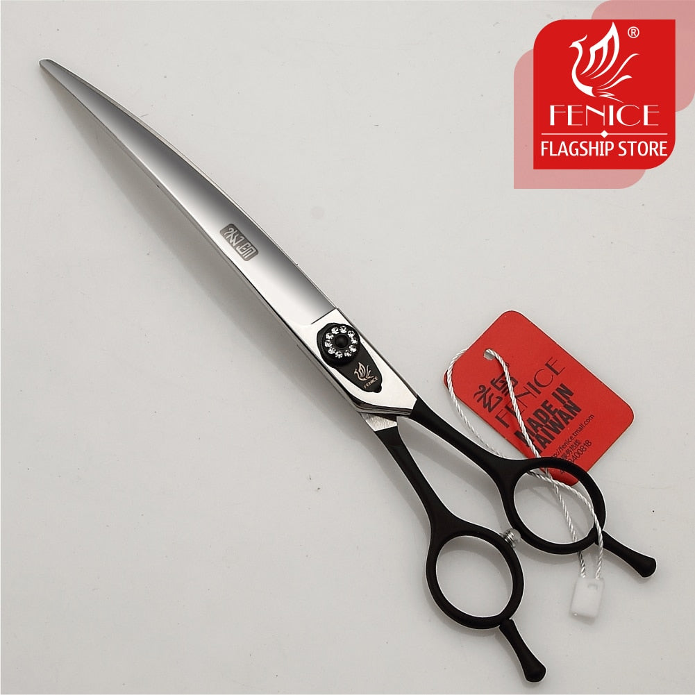 Fenice 7.0/7.5/8.0 inch Professional Pet Grooming Scissors Japan 440C Curved Puppy Dog Hair Cuttinf Shear