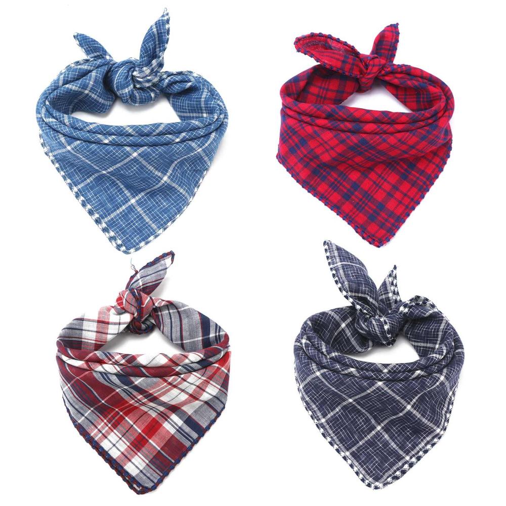 Dog Bandana Scarfs for Puppy Small Medium Large Dogs Plaid Reversible Pets Bandanas Accessories Triangular Bibs Kerchief Set