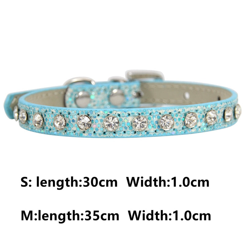 Bling Rhinestone PU Leather Crystal Diamond Puppy Collar Pet Dog Collars Pets Supplies Dog Accessories