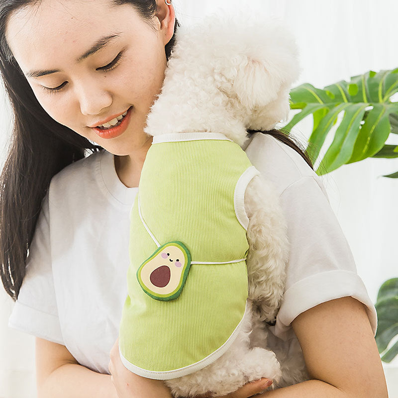 Pet clothes Thin and breathable green avocado satchel vest in Spring and Summer Teddy Chihuahua  Cat two legged clothing