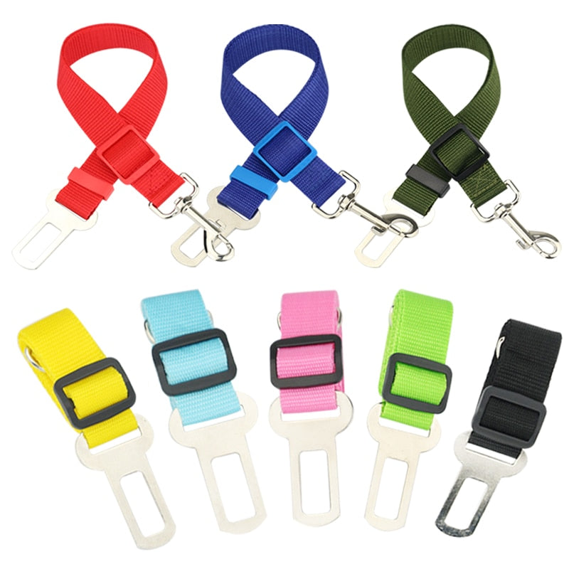 Pet Cat Dog Car Seat Belt Adjustable Pet Seat Vehicle Dog Harness Lead Clip Safety Lever Traction Dog Collars Dogs Accessoires