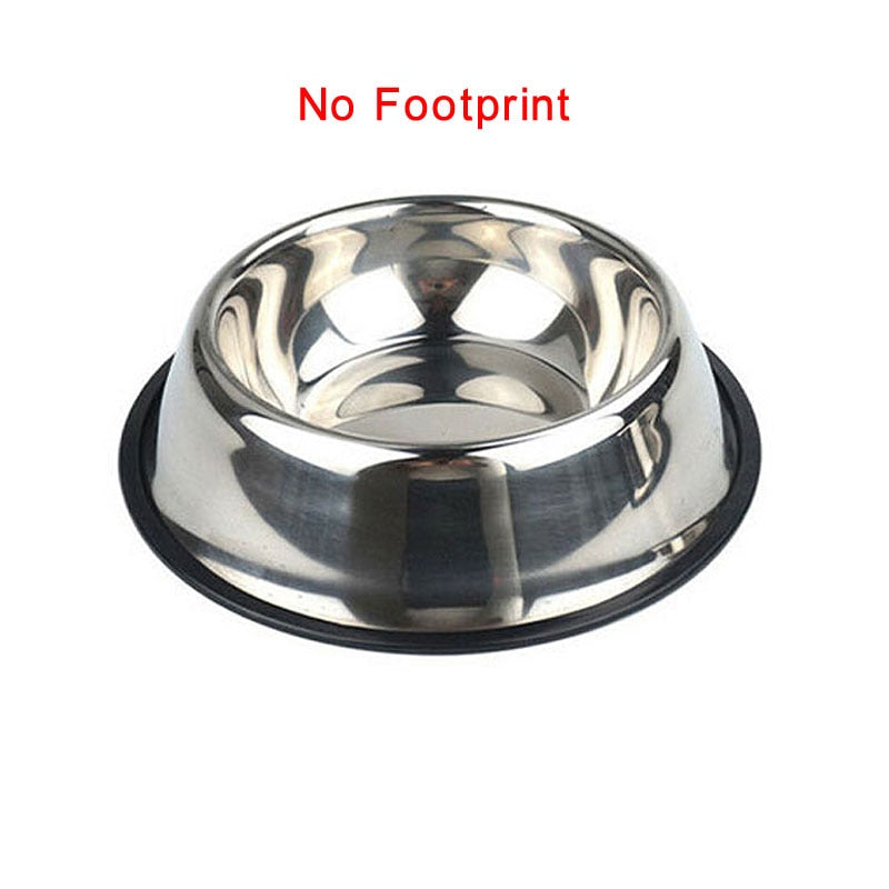 Anti-Skid Cat Puppy Dog Pet Bowl Non Slip Stainless Steel Bowls Dish Travel Water Plate Food Feed