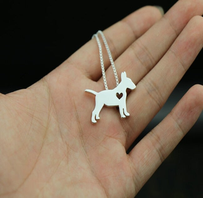 bull terrier dog necklace Lovely Pets pendant jewelry golden colors plated