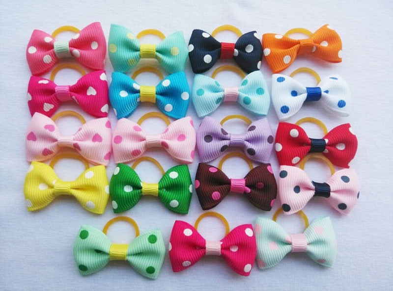 100 pieces Pet Ribbon Hair Accessories 121 Colors Cute Dog Hair Bows Elastic Rubber Band For Dogs Pet Hair Clips Yorkshire Gift