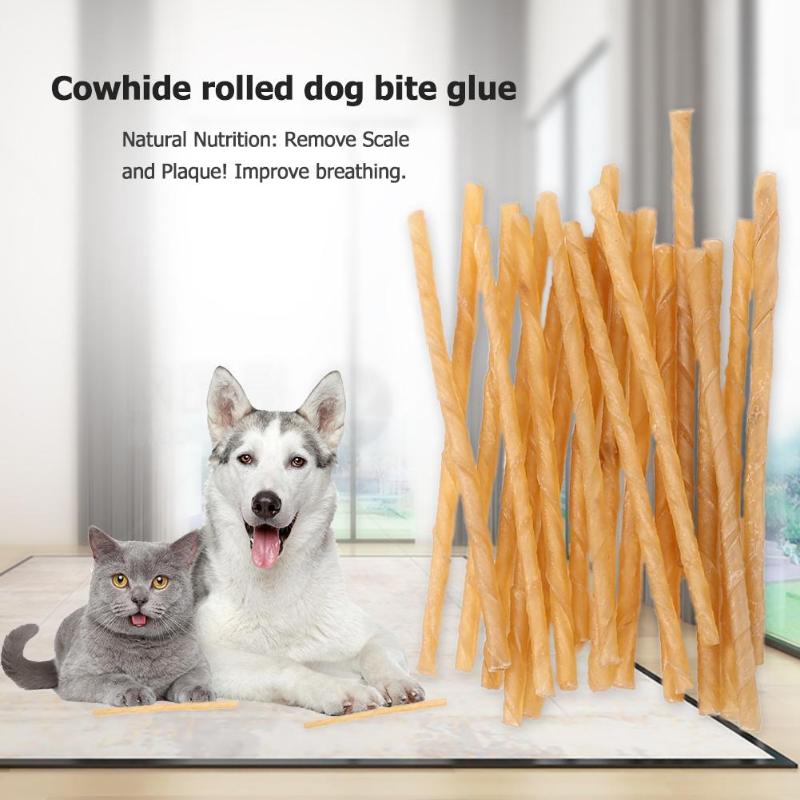 20pcs Dog Molar Chew Sticks Puppy Teeth Clean Stick Cowhide Safety Pets Cleaning Teeth Toys Treats for Cat Dog Puppy Accessories