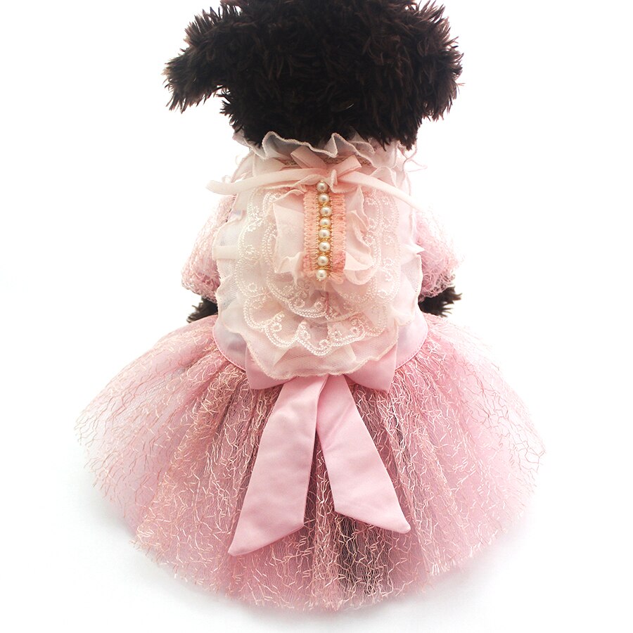 Pet Dog Wedding Dress Big Bow Lace Tutu Cat Puppy Princess Dresses Skirt Party Apparel 5 Sizes 4 Colours