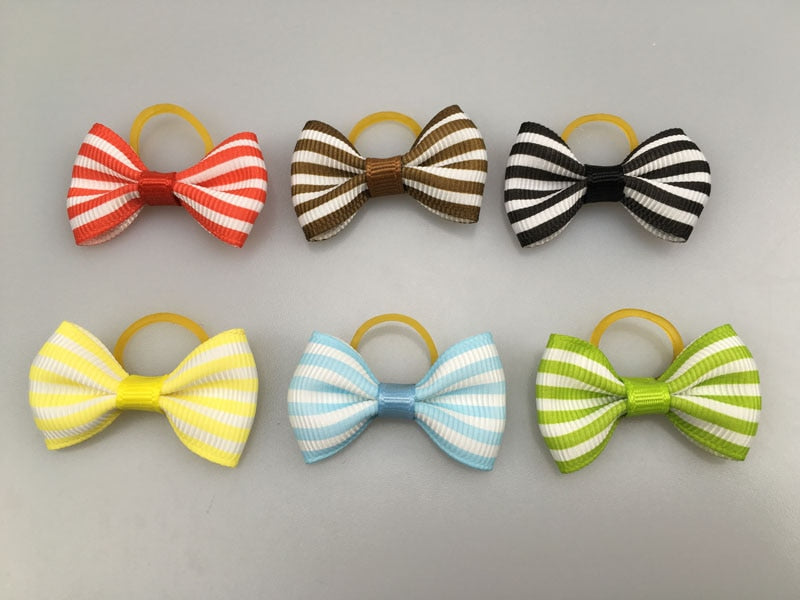 100 pieces Pet Ribbon Hair Accessories 121 Colors Cute Dog Hair Bows Elastic Rubber Band For Dogs Pet Hair Clips Yorkshire Gift